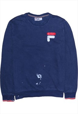 Fila 90's Lightweight Crew Neck Sweatshirt Medium Navy Blue