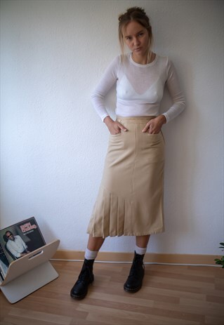 VINTAGE MIDI PENCIL SLIT SKIRT