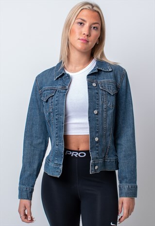 VINTAGE LOVE DESIGN GRAPHIC DENIM JACKET IN BLUE SMALL