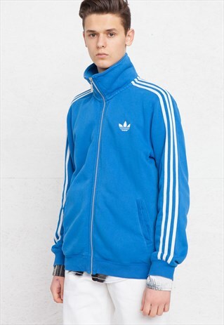 VINTAGE BLUE ADIDAS ZIP TRACK JACKET