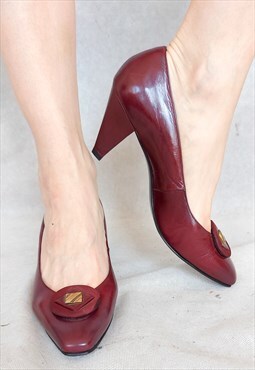 Vintage Dark Red Burgundy Red Bally Pumps, 38 EU / UK 5.5