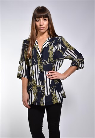 VINTAGE JAZZY NAUTICAL PRINT SHIRT