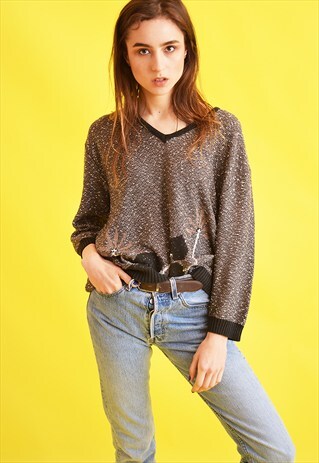 80'S RETRO JAZZY OVERSIZED KNIT JUMPER TOP