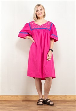 Vintage 00's Oversized Cotton Dress in Pink