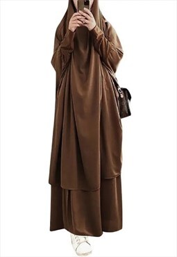 Modest Jilbab 2 Piece Co Ord Set (Brown)
