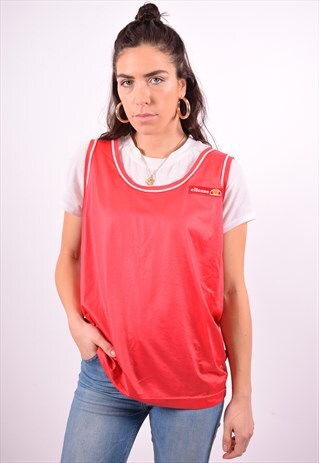 ELLESSE WOMENS VINTAGE VEST TOP LARGE RED 90'S