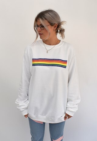 G&G UNISEX WHITE CHUNKY RAINBOW SWEATSHIRT