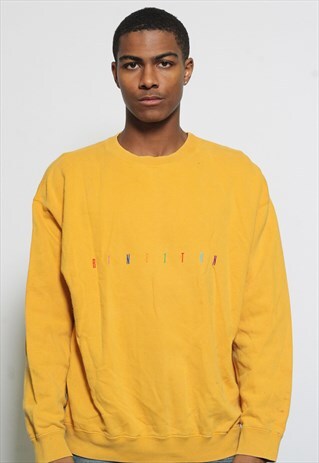 VINTAGE BENETTON CREW NECK LOGO SWEATSHIRT YELLOW