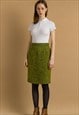 1990s Vintage Christian Lacroix Midi Green Skirt 6116
