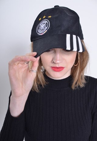 VINTAGE ADIDAS GERMANY BASEBALL CAP HAT BLACK