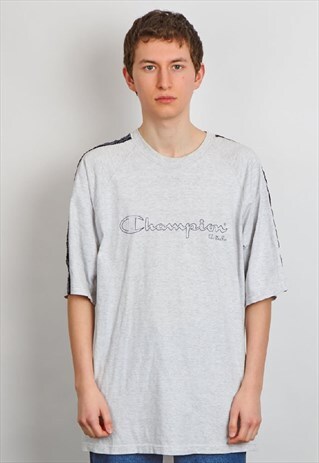 VINTAGE 90'S CHAMPION LOGO GREY T-SHIRT