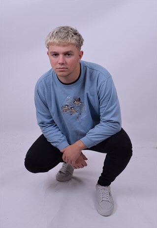 VINTAGE 90'S BLUE TIT BIRD USA SWEATER SIZE SMALL/ MEDIUM