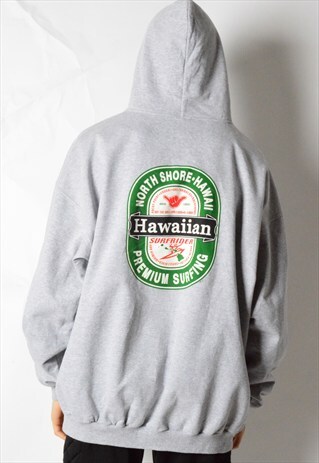 VINTAGE 90S GREY HAWAII SURF HOODIE