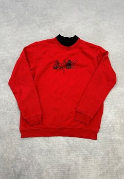 Vintage Sweatshirt Cottagecore Cat Patterned Jumper