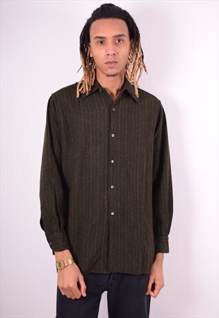 MENS VINTAGE FLANNEL SHIRT LARGE MULTI STRIPES 90'S