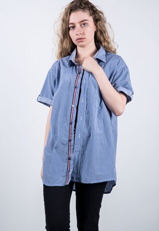 TOMMY HILFIGER VINTAGE 1990S BLUE CHECKED SHIRT