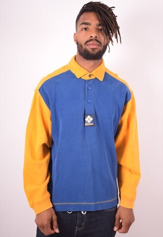 COLUMBIA MENS VINTAGE SWEATSHIRT JUMPER MEDIUM BLUE 90S