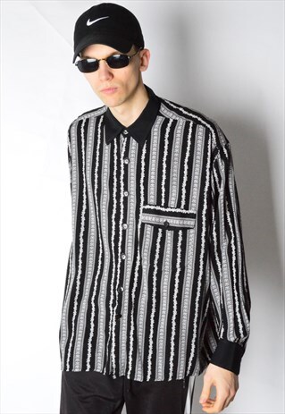 VINTAGE 90S BLACK STRIPED LONG SLEEVE SHIRT