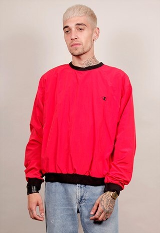 VINTAGE 90'S CHAMPION NYLON RED / BLACK SWEATSHIRT