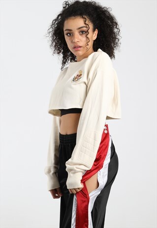 90S RALPH LAUREN EMBROIDERED LOGO EXTREME CROPPED SWEATSHIRT