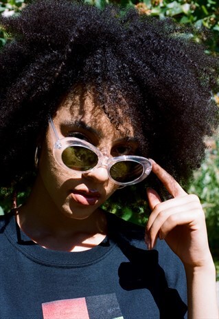 OVAL COBAIN SUNGLASSES WITH CLEAR COLOURED FRAME UV 400