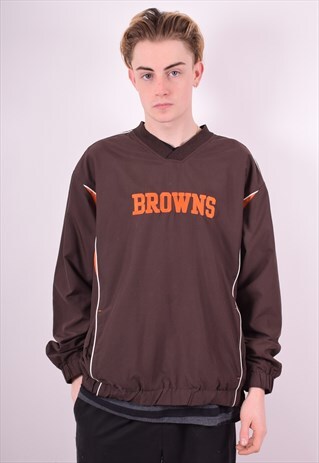 NFL MENS VINTAGE PULLOVER JACKET XL BROWN 90'S