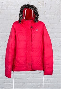 Vintage Nike ACG Parka Jacket Faux Fur Red Large 