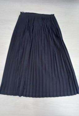 All Saints Skirt Navy Blue Pleated Midi Style