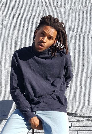 90S MINIMALIST SPORTWEAR FADED BLACK TURTLE NECK XL