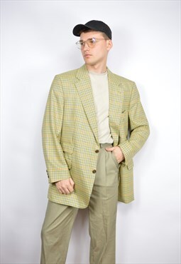 Vintage light brown checkered classic 80's suit blazer