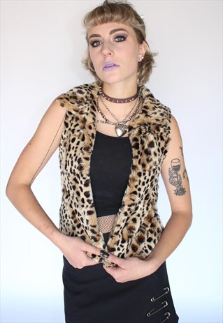 90S FAUX FUR LEOPARD PRINT VEST