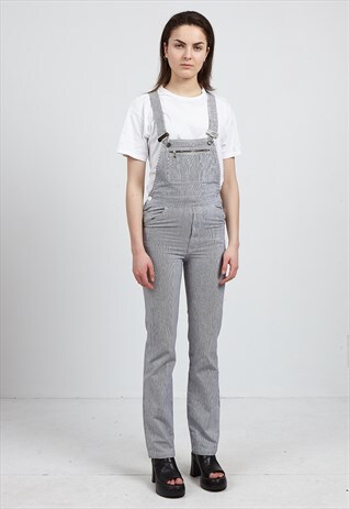 VINTAGE BLUE WHITE STRIPED JUMPSUIT DUNGAREES
