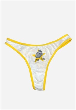 Vintage Y2k Thong Slogan Cheeky Yellow Deadstock Knickers 