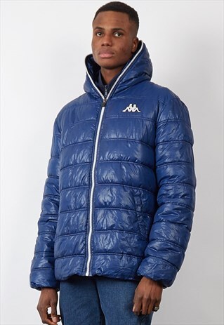 VINTAGE 90'S KAPPA ROYAL BLUE HOODED PUFFER JACKET