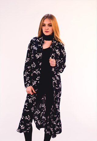 POLKA DOT PRINT LONG SHIRT DRESS