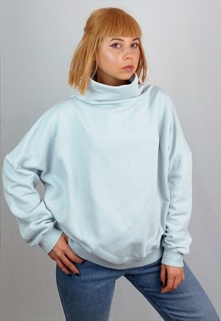 VINTAGE POWDER BLUE HIGH NECK SWEATSHIRT