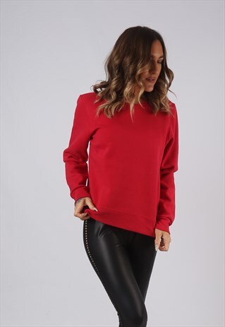 SWEATSHIRT JUMPER OVERSIZED PLAIN COLOURED UK 12 (W5Q)