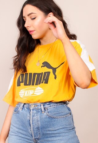 VINTAGE 90S YELLOW PUMA KING T-SHIRT