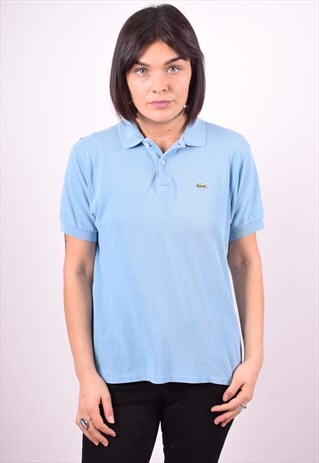 LACOSTE WOMENS VINTAGE POLO SHIRT LARGE BLUE 90'S