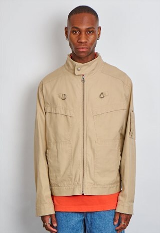 VINTAGE 90'S HUGO BOSS MULIT POCKET BEIGE JACKET