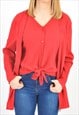 VINTAGE  LONG SLEEVE RETRO BLOUSE IN RED