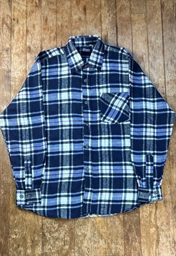 Vintage Flannel Checked Navy Shirt