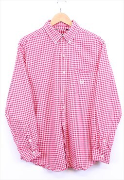 Vintage Chaps Shirt Pink White Check Long Sleeve With Logo