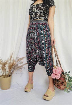 Vintage 90s colorful folk floral casual summer harem pants