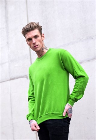 ESSENTIAL BLANK JUMPER SWEATER - NEON LIME GREEN