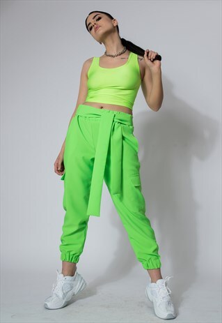 CARGO TROUSERS IN NEON GREEN