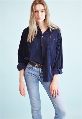 90'S RETRO CORDUROY GRUNGE OVERSIZED DADS SHIRT TOP