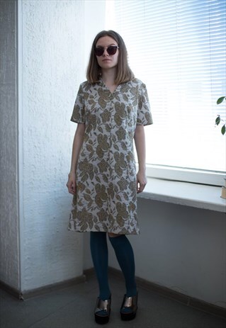 VINTAGE 70'S MINI SHORT SLEEVED PATTERNED DRESS