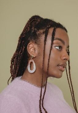 Brown Split Tone Marble Wibble Cut Out Drop Earrings