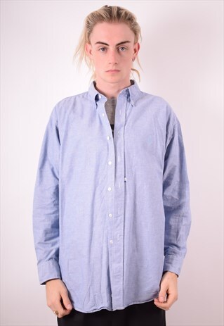 CHAPS RALPH LAUREN MENS VINTAGE SHIRT XL BLUE 90S